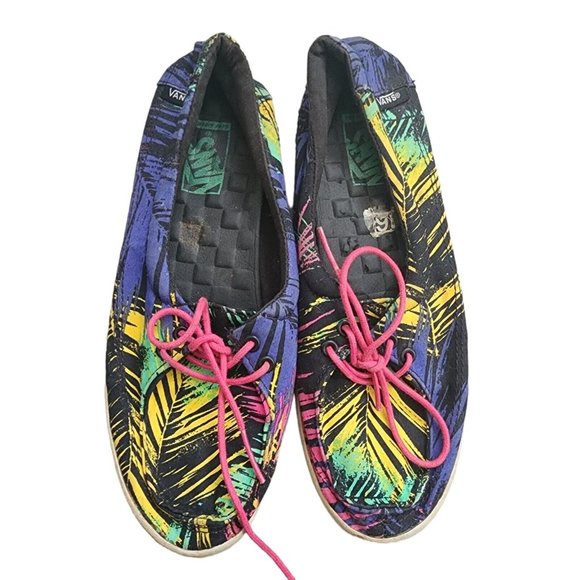Vans Surf Siders Tropical Black Palm Print Womens 6 - Picture 1 of 4